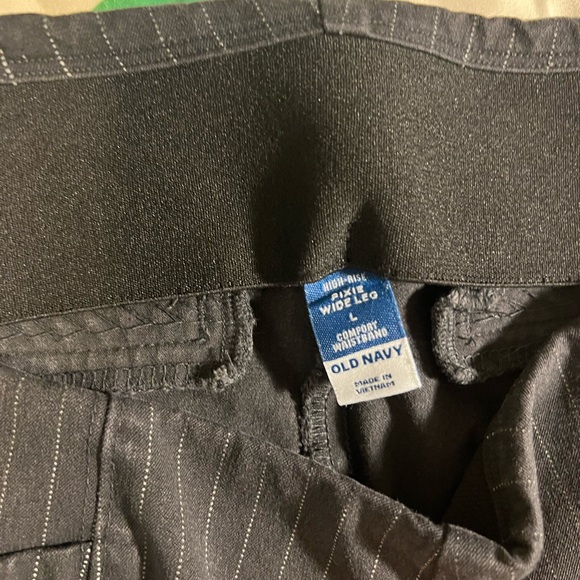 Black Stripped Wide Leg Pants, SIZE L - Picture 2 of 2